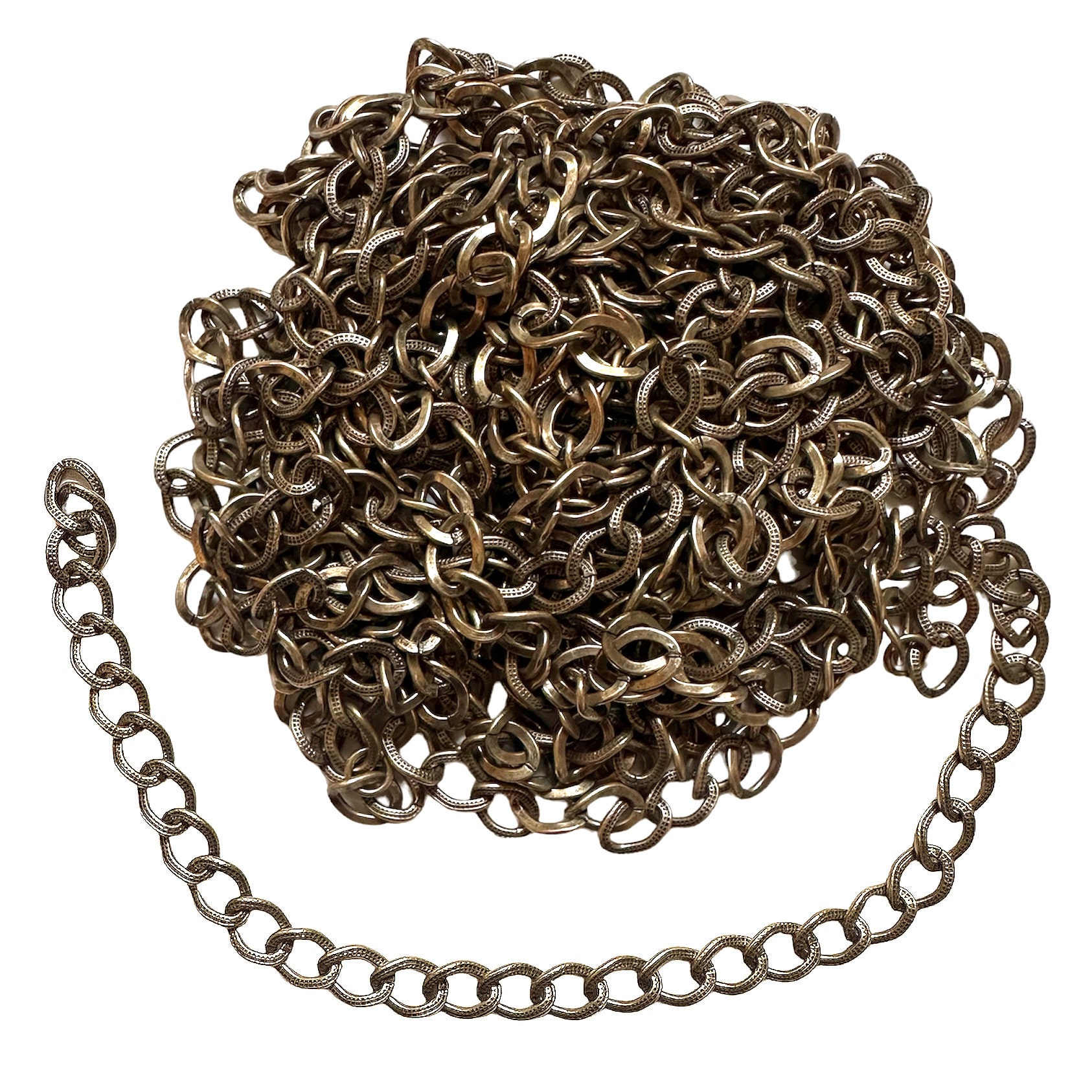 Textured Brass Ox Chain, Approx. 14 Continuous Feet, Antique