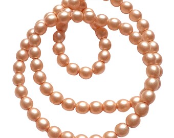 Soft Peach Matte Pearl Beads, Czech Preciosa Glass, Beading Supplies, 6mm, Round, B'sue Boutiques, Item04486