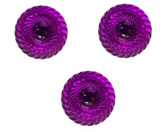 Bright Purple Round Acrylic Cabochons, Swirl Pattern, Focal Cabochon, Silver Back, 3 Piece, 25mm, B'sue Boutiques, Item03195