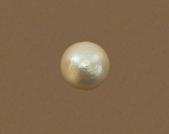 Cotton Pearl Cabochon, Rich Cream, Flat Back, 20mm Round, High Dome, B'sue Boutiques, Item07199