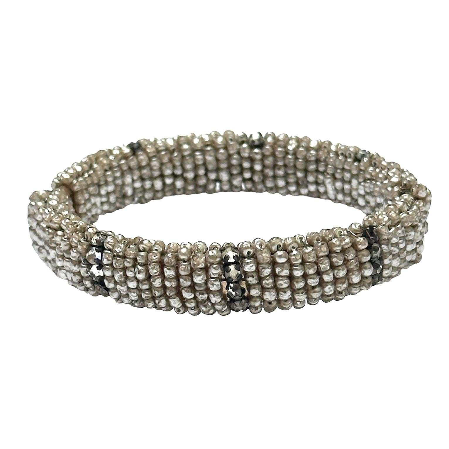 Vintage Unsigned Miriam Haskell Beaded Hinged Bracelet, 40's to