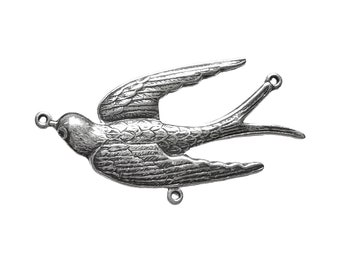 Flying Swallow, Bird Connector Stamping, Silverware Silverplate, 18 x 39mm, B'sue Boutiques, Item09494