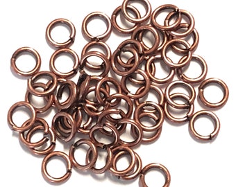Antique Copper Jump Rings, 6mm, 50 Pieces, Jewelry Making Supplies, Round, B&#39;sue Boutiques, Item06062