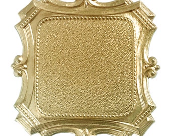 Square Frame Mount, Bezel, Raw Unplated Brass, Vintage Supplies, 54mm, 32mm Center Mount, B'sue Boutiques, Item010270