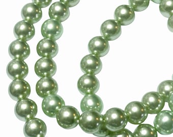 Light Peridot Pearl Beads, Czech Preciosa Glass, Beading Supplies, 8mm, Round, B'sue Boutiques, Item09949