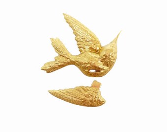 Brass Hummingbird and Detachable Wing, Raw Unplated Brass, US Made, Nickel Free, Bsue Boutiques, 24x18mm, Item08558