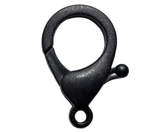 Cierre de pinza de langosta grande o porta dijes, 1 pieza, negro mate, cierre acrílico, cierre de joyería, negro, B&#39;sue Boutiques, 35 x 24 mm, artículo 07553