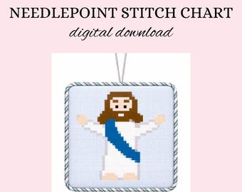 Mini Jesus Nadelspitze Stich Chart Anleitung - Religiöser PDF Herunterladbare Anleitung