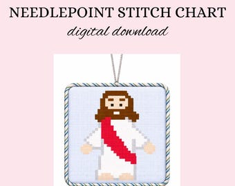 Mini Jesus Nadelspitze Stich Chart Anleitung - Religiöser PDF Herunterladbare Anleitung