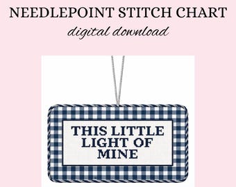 Christian Needlepoint Stitch Chart Guide Pattern – This Little Light of Mine | PDF Download