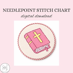 Christian Bible Needlepoint Canvas Stitch Guide- PDF Digital Download - Beginner Friendly