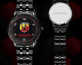 Orologio unisex Abarth, orologio da polso personalizzato con incisione, design automobilistico di lusso, regalo personalizzato per gli appassionati di auto Abarth