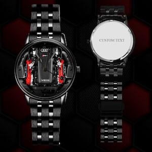 Audi RS V8-motorinspirerad unisexklocka, lyxigt armbandsur i stål, gåva för bilentusiaster
