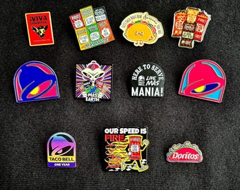 Taco Bell Hat Pins | Fast Food Collectible Pins, 18 Styles *see my other items for more Taco Bell pins*