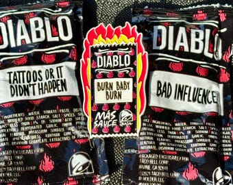 タコベルハットピンディアブロソースパケットバーンベイビーバーンソフトエナメルプリントマスソース