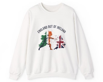 England Out of Ireland sweatshirt | Ireland map split with Irish and Union Jack flags