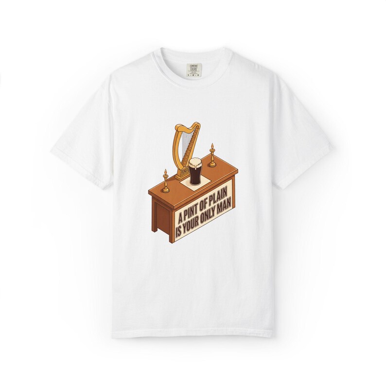 Guinness T-shirt: Garment-Dyed Cotton Pub Counter Harp Print image 2