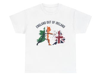 England Out of Ireland map split design T-Shirt | Irish tricolor vs Union Jack