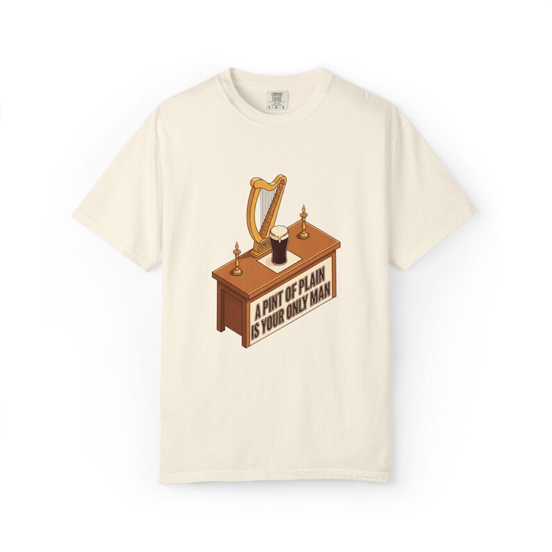 Guinness T-shirt: Garment-Dyed Cotton Pub Counter Harp Print image 3