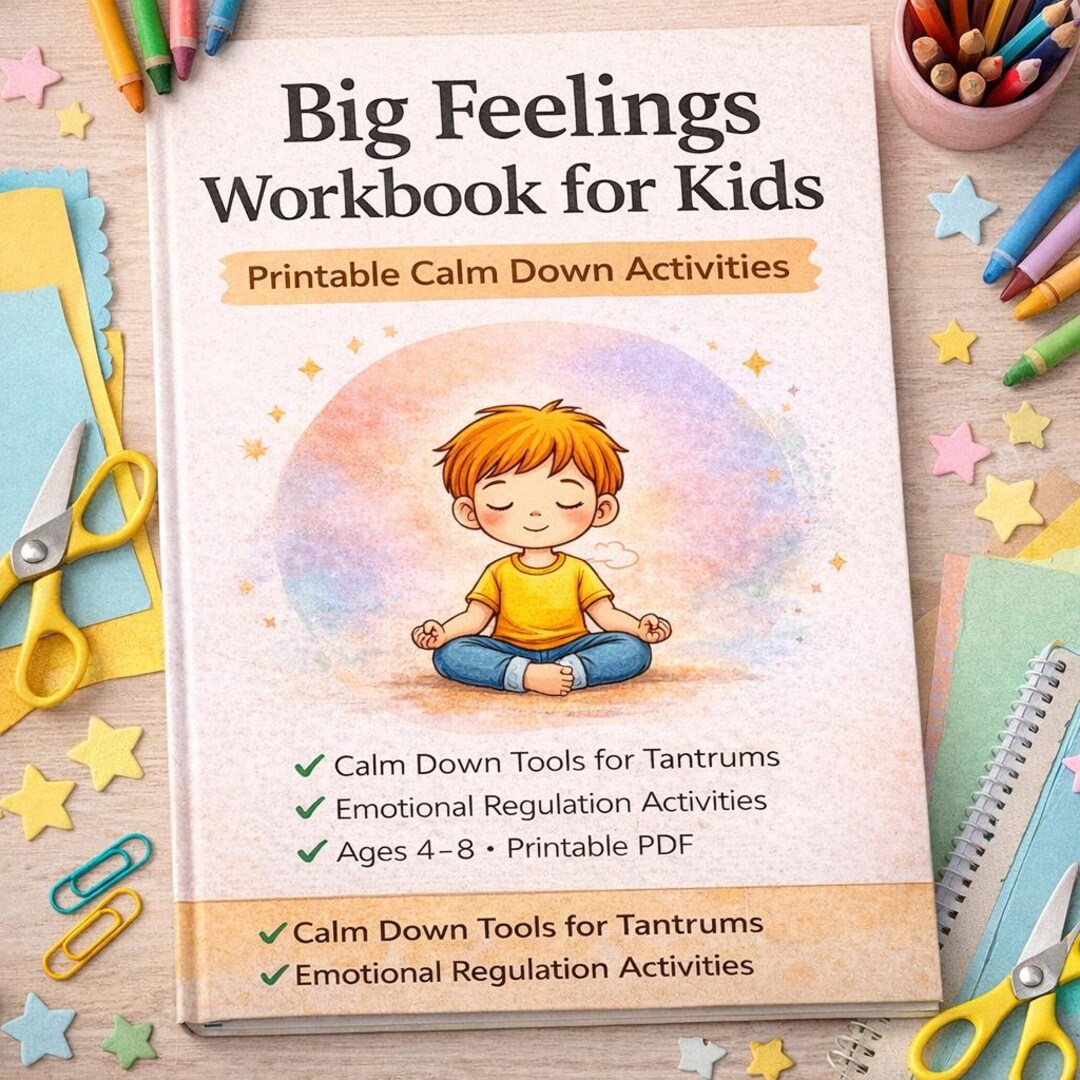 Big Feelings Workbook for Kids | Calm Down Activities, Emotional ...