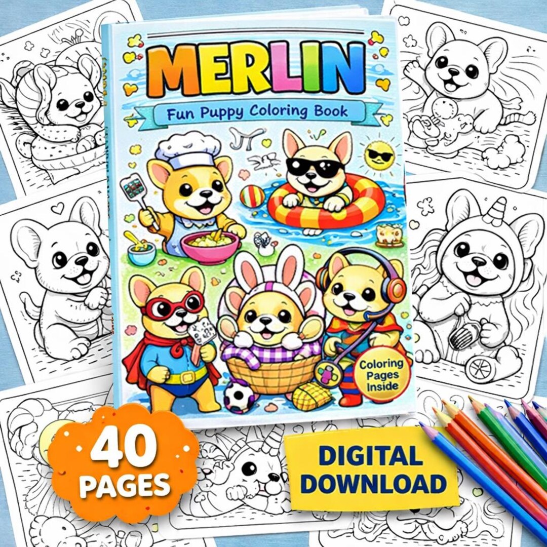 Puppy Coloring Book for Kids – 40 Dog Pages (PDF Digital Download - Etsy