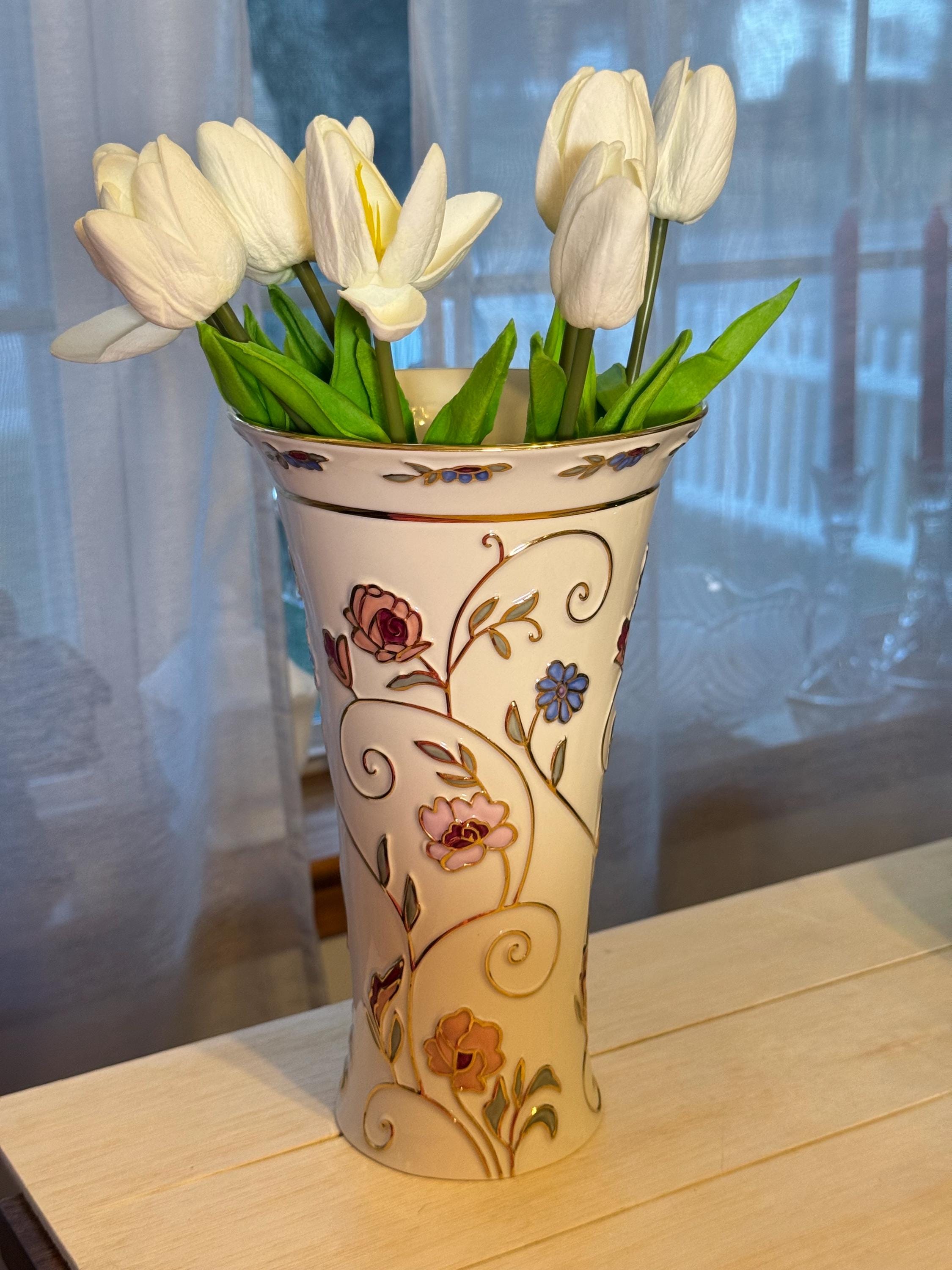Vaso Lenox French Perle Bianco 20,3 Cm - Gres Di Pregio Con Perline In Rilievo Per Fiori O Arredamento