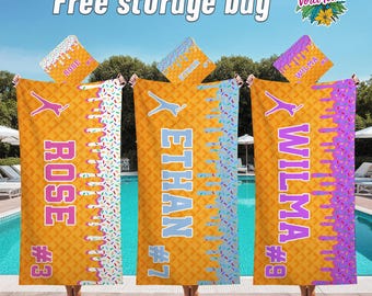 Personalized Kids Baseball Beach Towel,Custom Name Pool Towel,Little Slugger Gift,Summer Beach Towel,Birthday Gift for Boys&Girls,Kids Towel