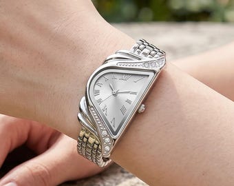 Reloj de pulsera de estilo retro con esfera irregular / Reloj minimalista de acero inoxidable