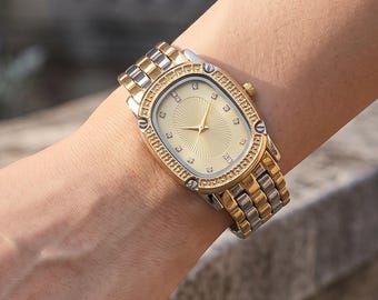 Gold Tone Stainless Steel Bracelet Watch | Minimalist Quartz Dress Watch