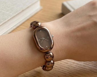 Women Bracelet Watch | Oval Dial Minimalist Wristwatch | Elegant Fashion Watch Gift for Her
