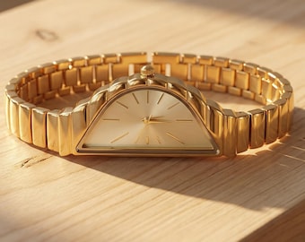 Reloj minimalista de acero inoxidable con pulsera de media luna dorada para mujer, esfera ovalada elegante, regalo