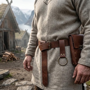 Wikinger-Gürtelset mit Beutel, nordisches Larp-Kostüm-Accessoire
