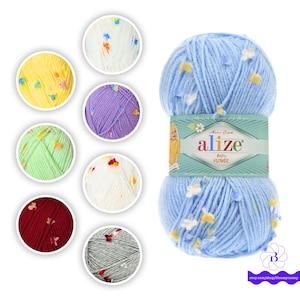 Flerfärgat blomgarn för baby: Mjuk akryl med polyamidfläckar