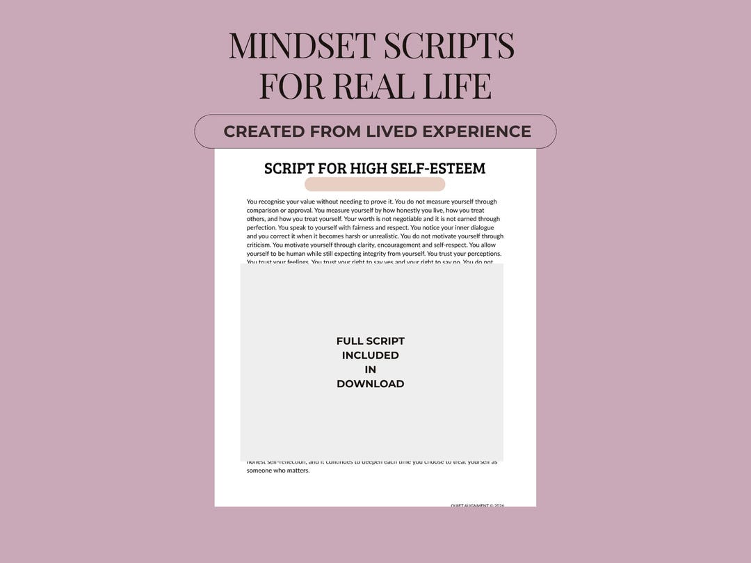 High Self Esteem Mindset Script, Build Self Worth, Confidence (PDF) - Etsy
