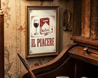 Vintage poster Marlboro and wine describing the good of life and the vintage style