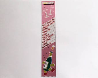 Vintage 80's CARDESIGN TOOTS Stickers ~ Metallic Dancing CHAMPAGNE Celebration Phrases Congratulations
