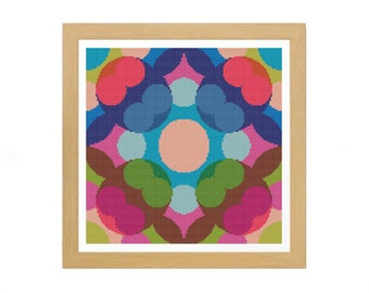 MACROGREENS Needlepoint & Cross Stitch Pattern (Digital PDF Download) ~ Kaleidoscope | Pillow Cover