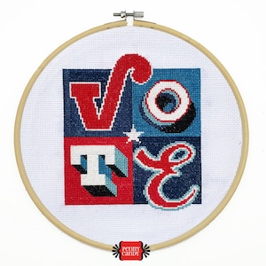 VOTE Cross Stitch Pattern (Digital PDF Download) ~ Election | Voting Rights | Counted | Political | Charity