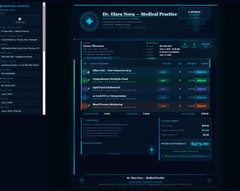 Medical Invoice HTML Bundle | Clinic Landing Page, Planner, Calendar, Invoice  (PDF Export)