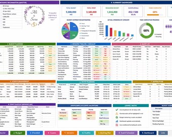 Wedding Planner Spreadsheet | Budget, Guest List, Vendor Tracker (Digital Download)