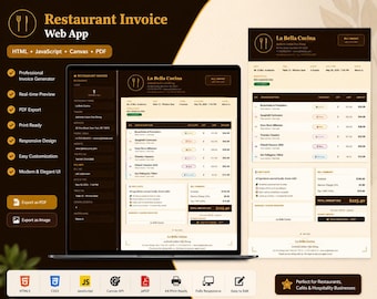 Bakery Invoice Template HTML | Editable Bakery Receipt (PDF Export)