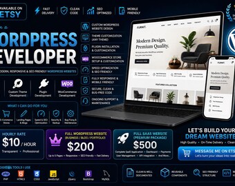 Desarrollador de WordPress / Plugin de tema personalizado para WooCommerce / Diseño web con optimización de velocidad SEO