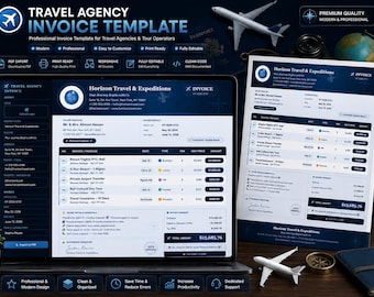 Travel Agency Invoice HTML Bundle | Tour Landing Page, Planner (PDF Export)