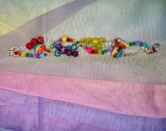 Rainbow Pride Bracelet | “You Need To Calm Down” Inspired Bracelet | Colorful Handmade Beaded Bracelet | LGBTQ+ Jewelry | Pride Gift