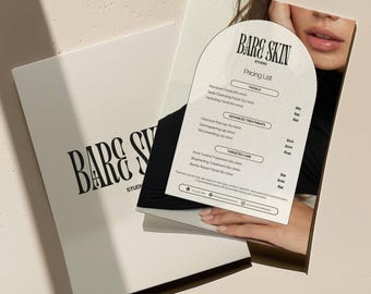 Plantilla de lista de precios / Lista de precios de esteticista Canva editable / imprimible Menú de servicios de salón de belleza y spa médico / Menú de spa y tratamientos faciales