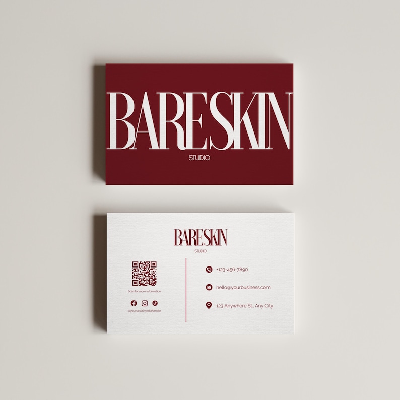 Esthetician Med Spa Beauty Salon Business Card Template | Skincare Branding | Modern Editable on Canva Double Sided Customizable Card image 2
