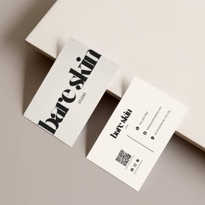 Plantilla de tarjeta de presentación para salón de belleza, spa médico, esteticista, marca de cuidado de la piel, moderna, editable en Canva, tarjeta personalizable de doble cara.