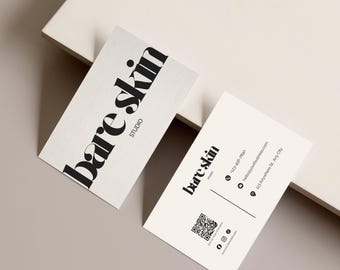 Plantilla de tarjeta de presentación para salón de belleza, spa médico, esteticista, marca de cuidado de la piel, moderna, editable en Canva, tarjeta personalizable de doble cara.