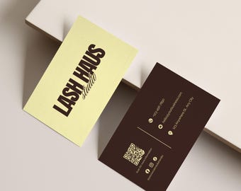 Tarjeta de presentación de Lash Tech / Plantilla de salón de belleza / Marca de artista de pestañas / Canva editable moderno / Personalizable a doble cara