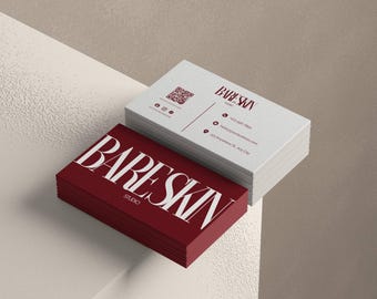 Plantilla de tarjeta de presentación para salón de belleza, spa médico, esteticista, marca de cuidado de la piel, moderna, editable en Canva, tarjeta personalizable de doble cara.